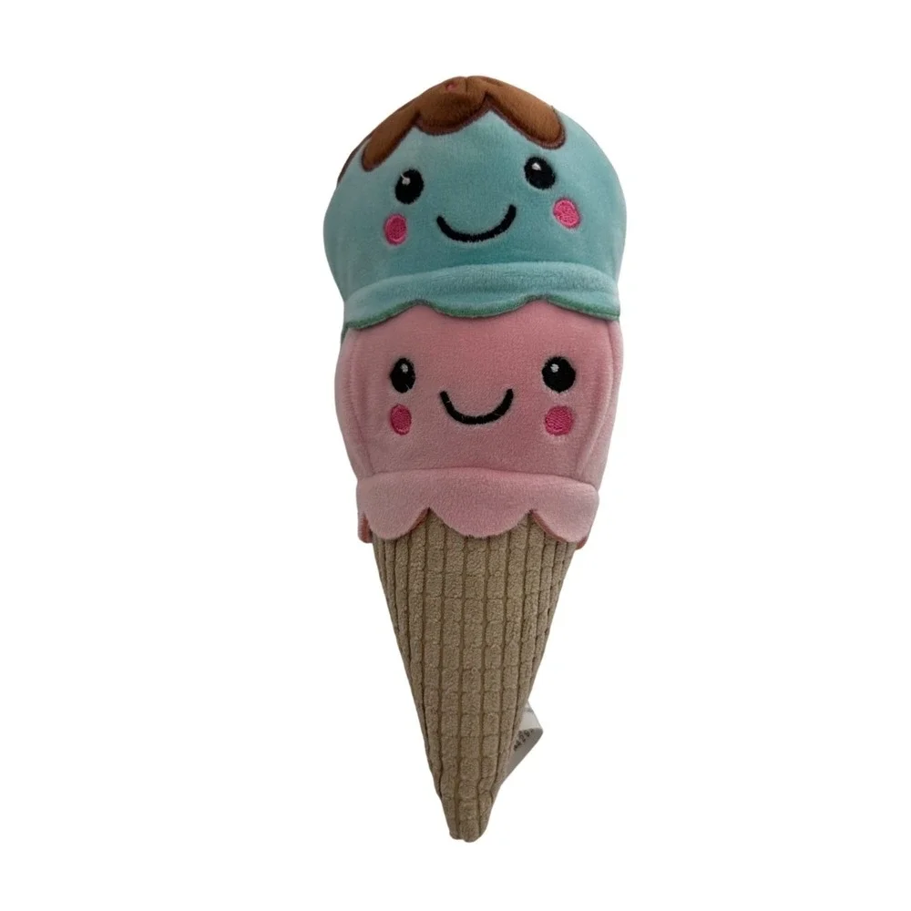 Walmart Plush Ice Cream Cone Toy For Kids - Pink & Blue‎ Smiling Scoops 10